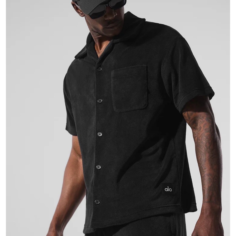 ALO Yoga Men’s Black Coastal Terry Button Up